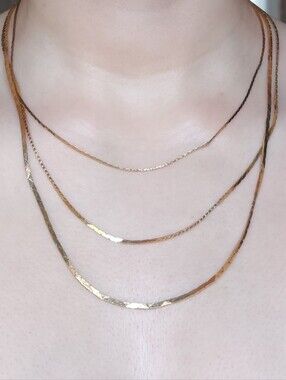 Vintage Layered Gold Tone Necklace Set - Women Jewelry